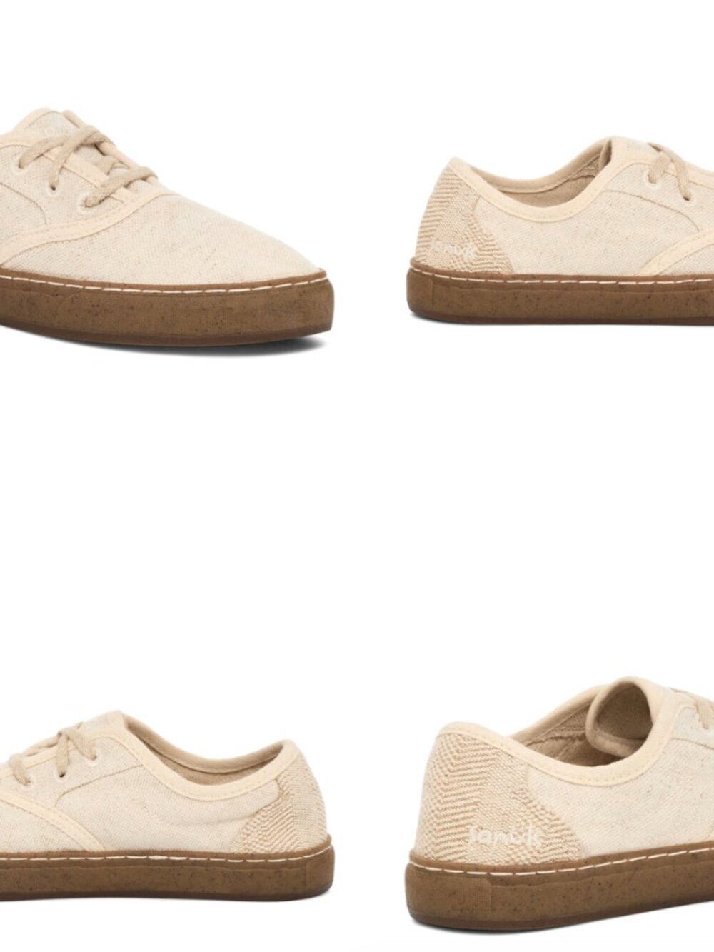 Sanuk Natural Beige Canvas Lace-Up Sneakers with Brown Soles - Picture 11 of 12